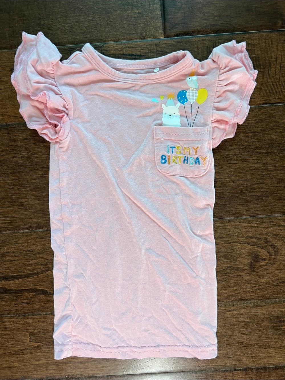 Little Sleepies Pink Ruffle Sleeve Birthday Tee